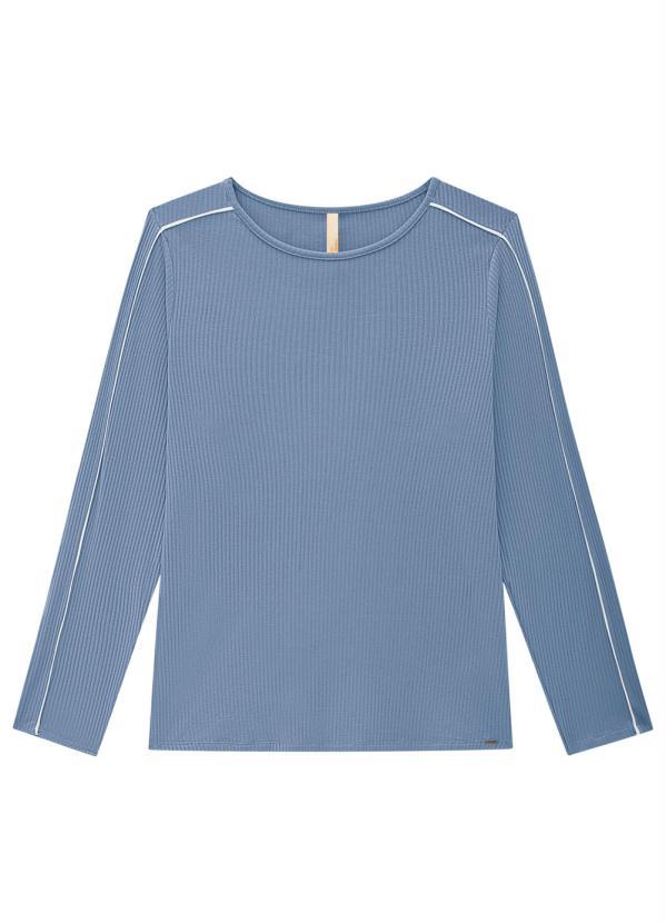 Lunender Mais Mulher - Blusa Manga Longa Canelada Azul 5