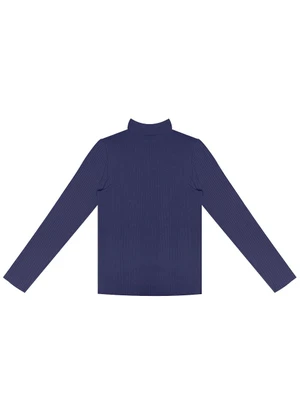 Rovitex - Blusa Manga Longa Canelada Azul - ROVITEX