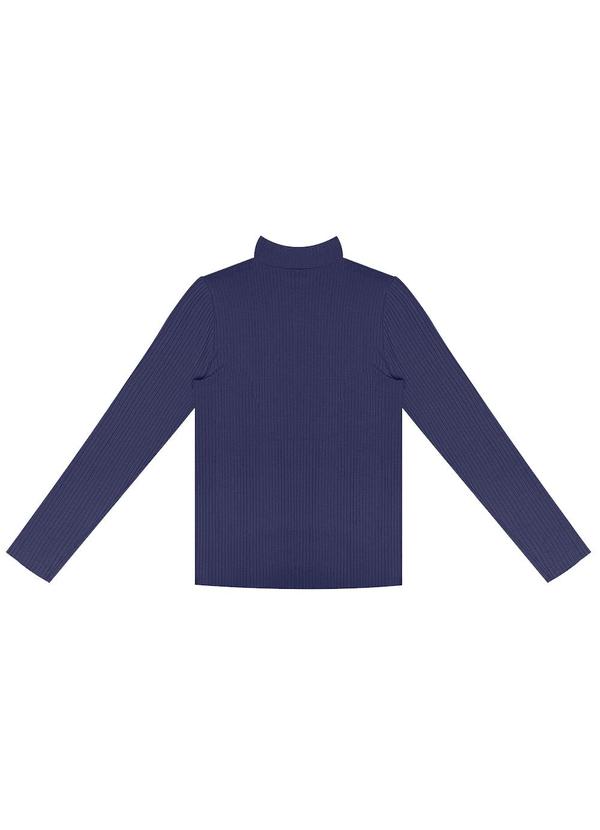 Rovitex - Blusa Manga Longa Canelada Azul