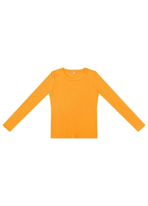 Rovitex - Blusa Manga Longa Canelada Básica Amarelo - ROVITEX