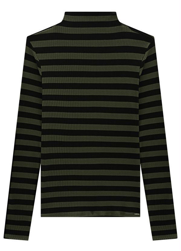 Lunender - Blusa Manga Longa Canelada com Gola Alta Verde 3