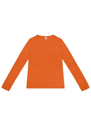 Rovitex - Blusa Manga Longa Canelada Laranja - ROVITEX
