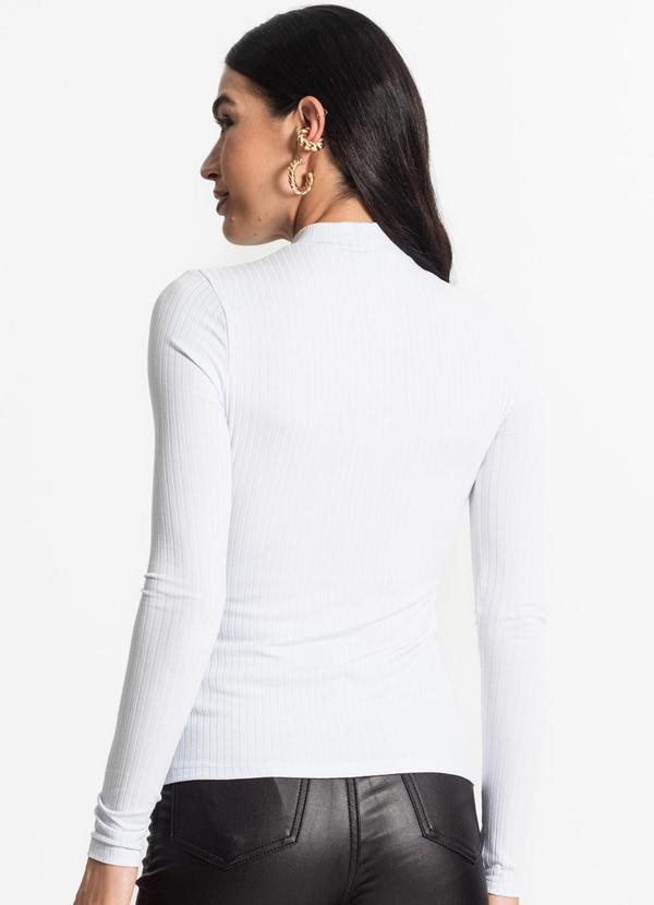Select - Blusa Manga Longa Canelada Branco 2