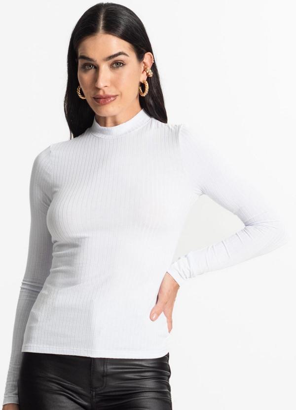 Select - Blusa Manga Longa Canelada Branco 3