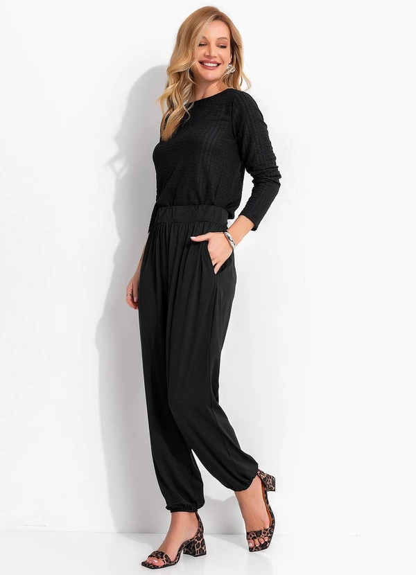 Quintess - Blusa Manga Longa Canelada Texturizada com Decote Redondo 16