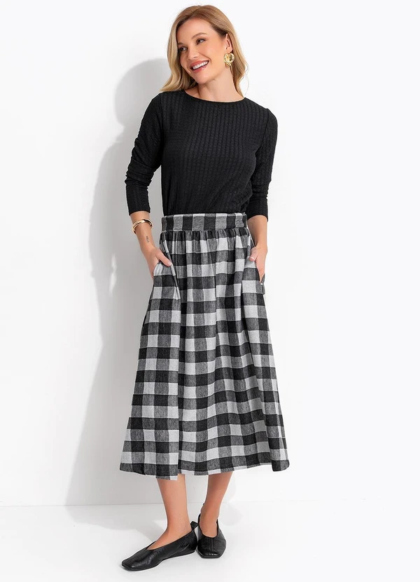 Quintess - Blusa Manga Longa Canelada Texturizada com Decote Redondo 20