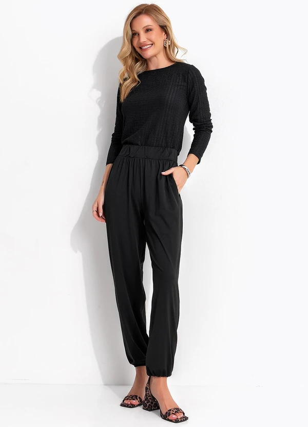 Quintess - Blusa Manga Longa Canelada Texturizada com Decote Redondo 3