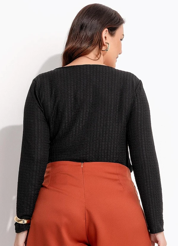 Quintess - Blusa Manga Longa Canelada Texturizada com Decote Redondo 10