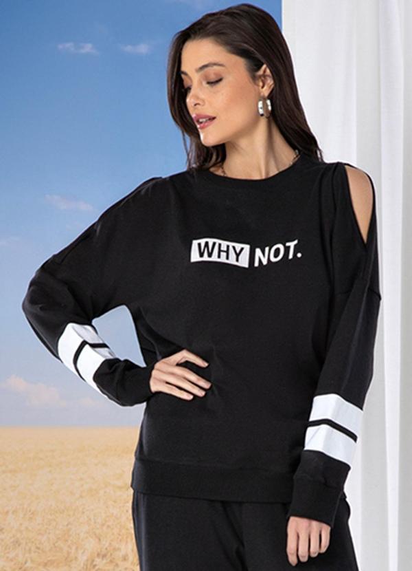 Use Modo - Blusa Manga Longa com Abertura Preto