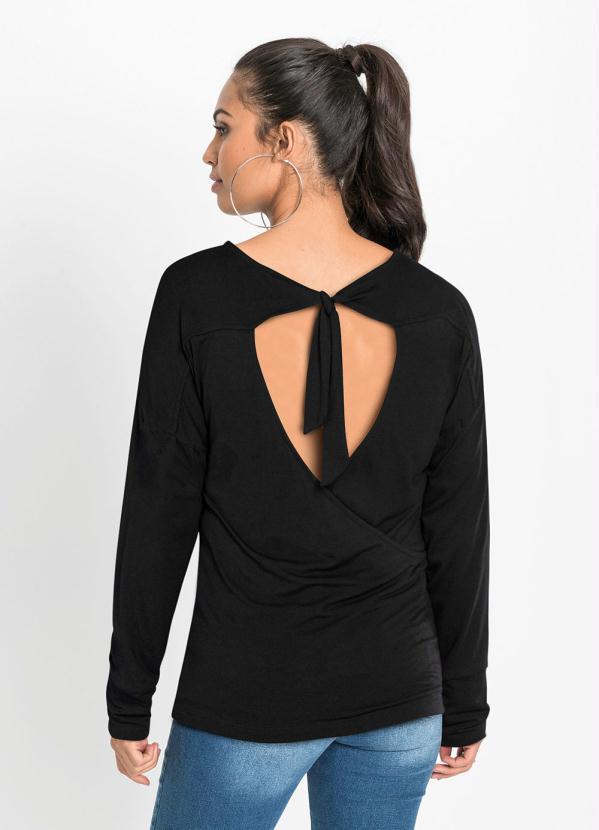 Outlet - Blusa Manga Longa com Amarração Preta 6