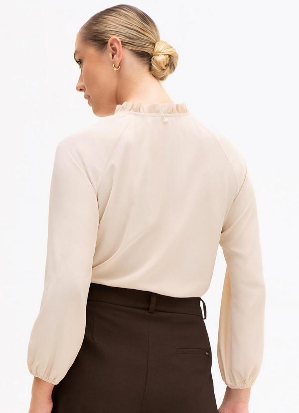 Principessa - Blusa Manga Longa com Gola de Babado Aveia Gloriana 2