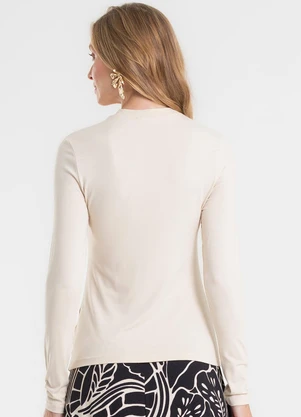 Rovitex - Blusa Manga Longa com Bordado Bege - ROVITEX