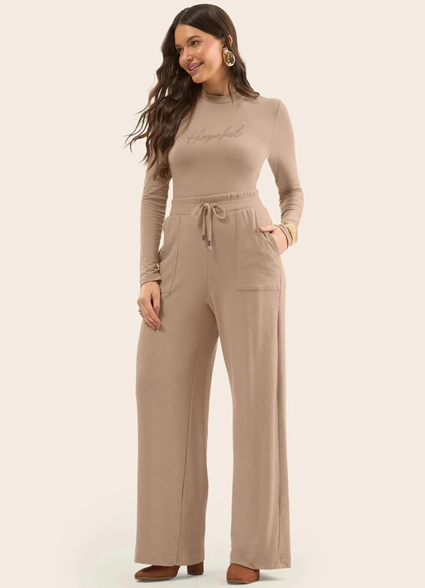 Rovitex - Blusa Manga Longa com Bordado Marrom 2
