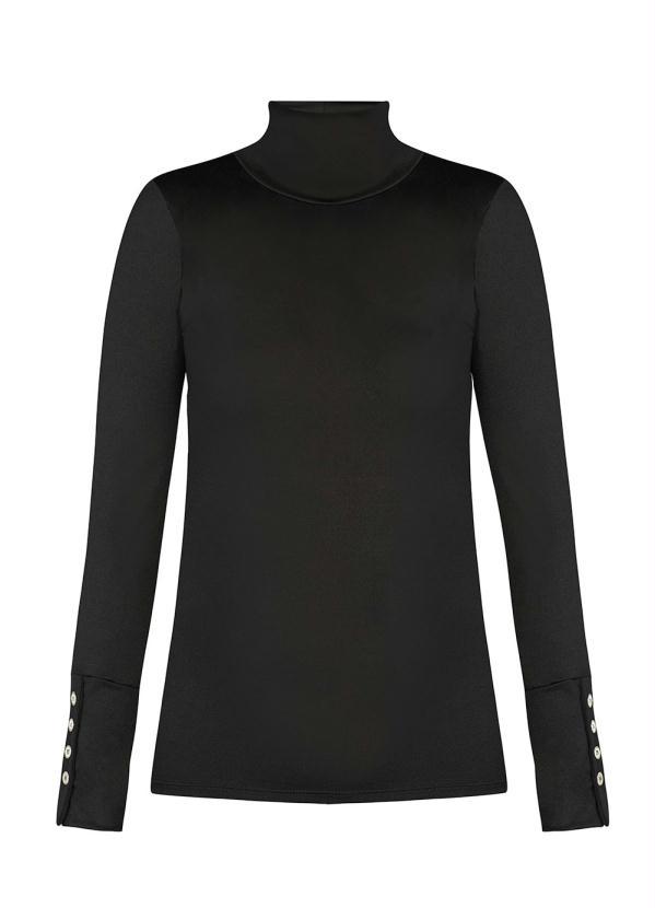 bonprix - Blusa Manga Longa com Botões Preta 4