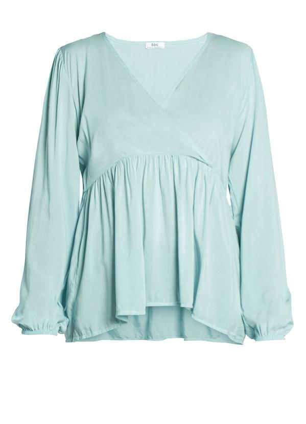 Outlet - Blusa Manga Longa com Decote Tanspassado Azul 2