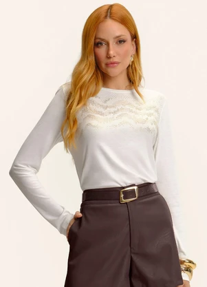 Endless - Blusa Manga Longa com Estampa Bege - ENDLESS