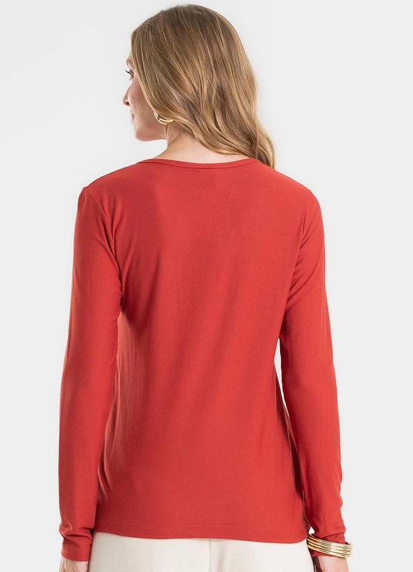 Rovitex - Blusa Manga Longa com Estampa Laranja 2