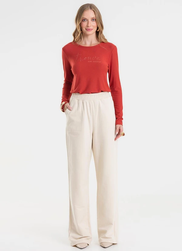 Rovitex - Blusa Manga Longa com Estampa Laranja 3