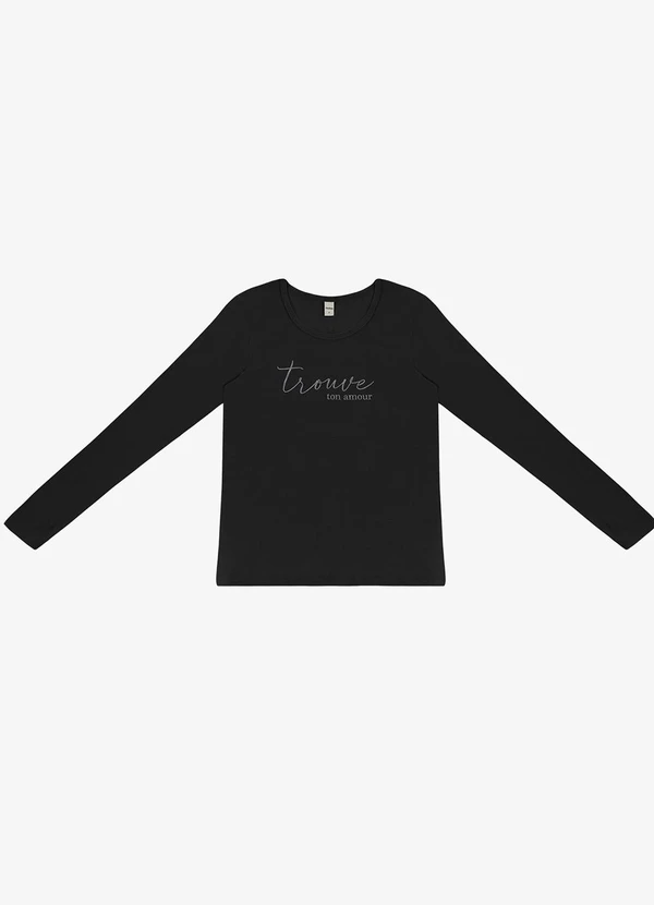 Rovitex - Blusa Manga Longa com Estampa Preto 1