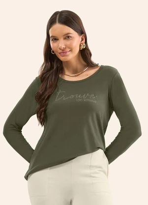 Rovitex - Blusa Manga Longa com Estampa Verde - ROVITEX