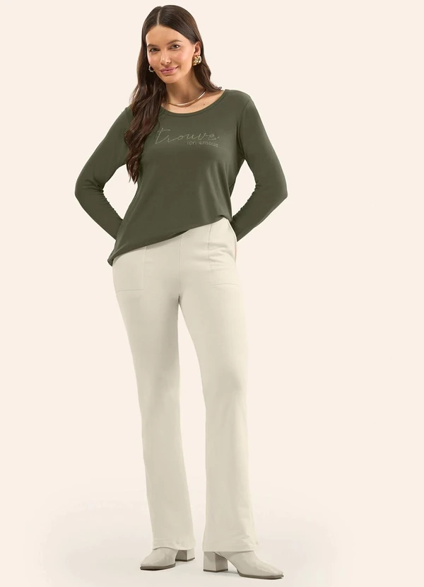 Rovitex - Blusa Manga Longa com Estampa Verde 2