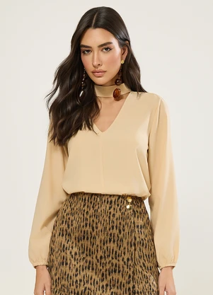 Naguchi - Blusa Manga Longa com Gola Croissant - NAGUCHI