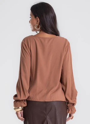 Endless - Blusa Manga Longa com Lastex Marrom - ENDLESS