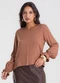 Endless - Blusa Manga Longa com Lastex Marrom - variação: Marrom
