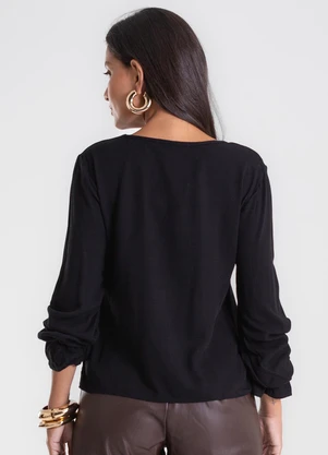 Endless - Blusa Manga Longa com Lastex Preto - ENDLESS