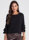 Endless - Blusa Manga Longa com Lastex Marrom - variação: Preto