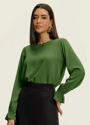 Endless - Blusa Manga Longa com Lastex Verde - ENDLESS