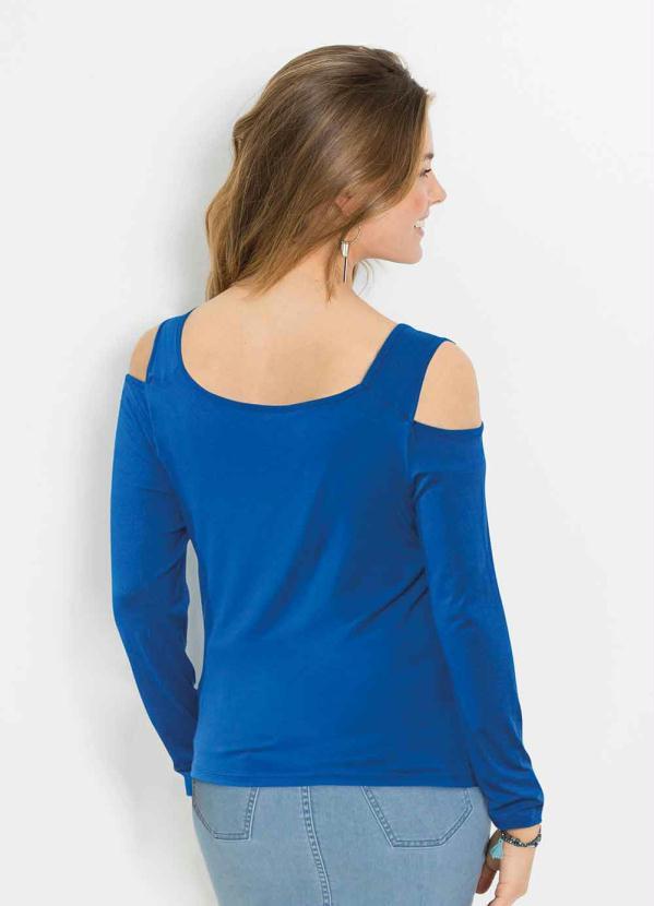 Outlet - Blusa Manga Longa com Ombro de Fora Azul 2