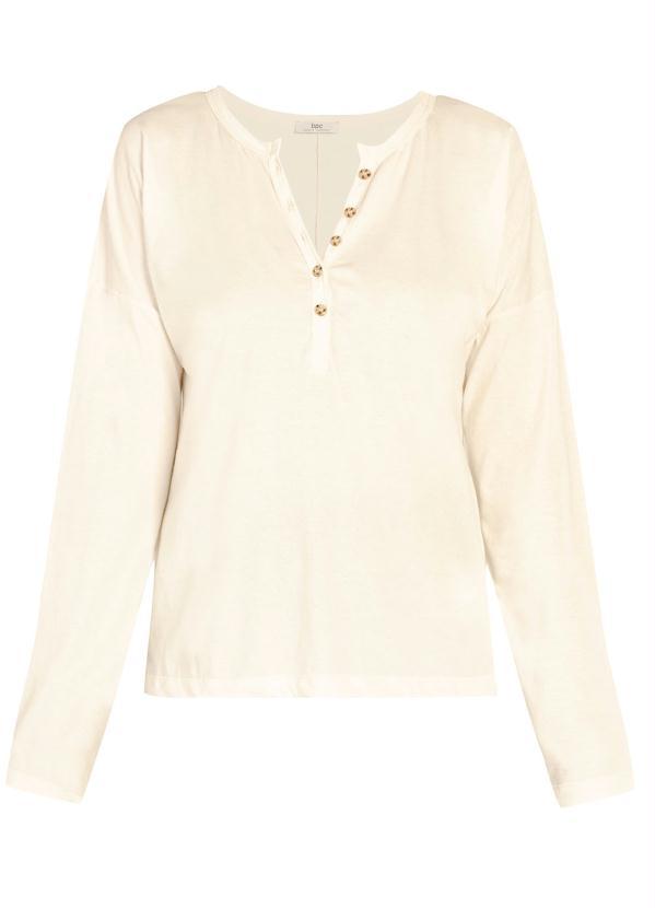 bonprix - Blusa Manga Longa com Peitilho Off White 4