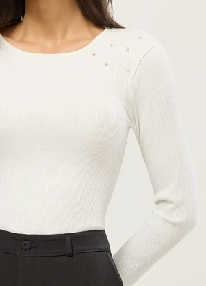 Naguchi - Blusa Manga Longa com Perolas Off White - NAGUCHI