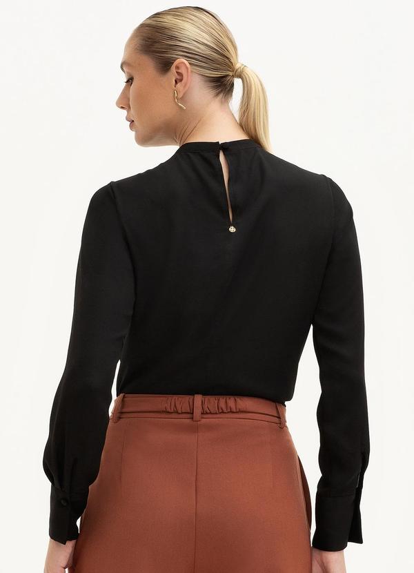 Principessa - Blusa Manga Longa com Pregas Preta Vivi 2