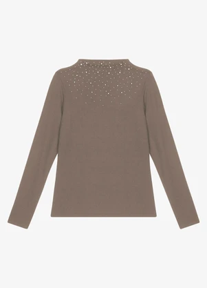 Endless - Blusa Manga Longa com Rebite Marrom - ENDLESS