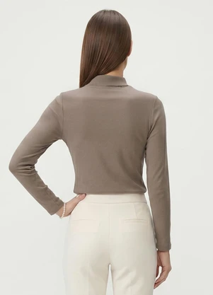 Endless - Blusa Manga Longa com Rebite Marrom - ENDLESS