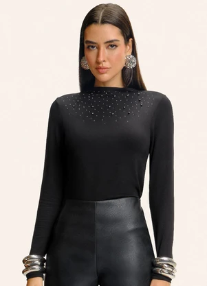 Endless - Blusa Manga Longa com Rebite Preto - ENDLESS