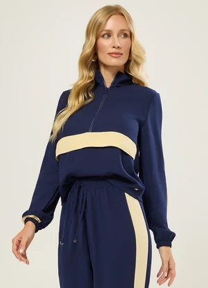 Naguchi - Blusa Manga Longa com Recortes Legion Blue - NAGUCHI