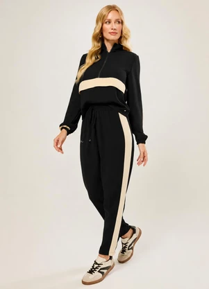 Naguchi - Blusa Manga Longa com Recortes Preto - NAGUCHI