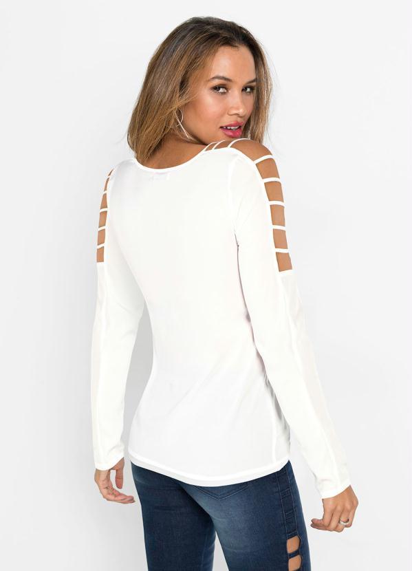 Outlet - Blusa Manga Longa com Tiras Off White 2