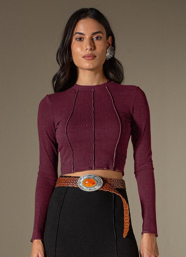 Use Modo - Blusa Manga Longa Costura Aparente Roxo 1