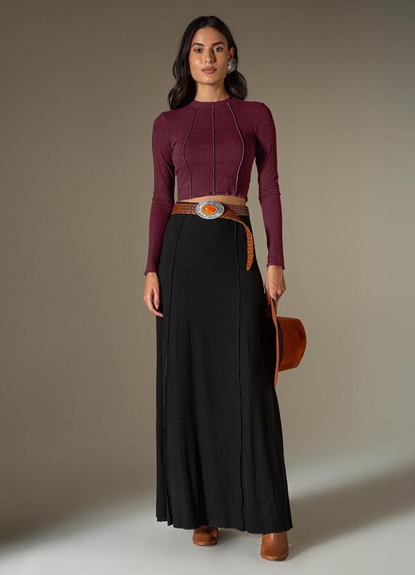 Use Modo - Blusa Manga Longa Costura Aparente Roxo 2