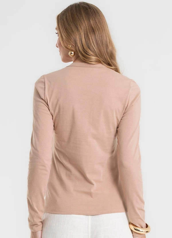 Rovitex - Blusa Manga Longa Cotton Básica Marrom 2