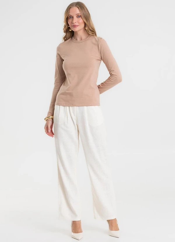 Rovitex - Blusa Manga Longa Cotton Básica Marrom 3