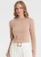 Rovitex - Blusa Manga Longa Cotton Básica Bege - variação: Marrom