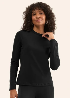 Rovitex - Blusa Manga Longa Cotton Básica Preto - ROVITEX