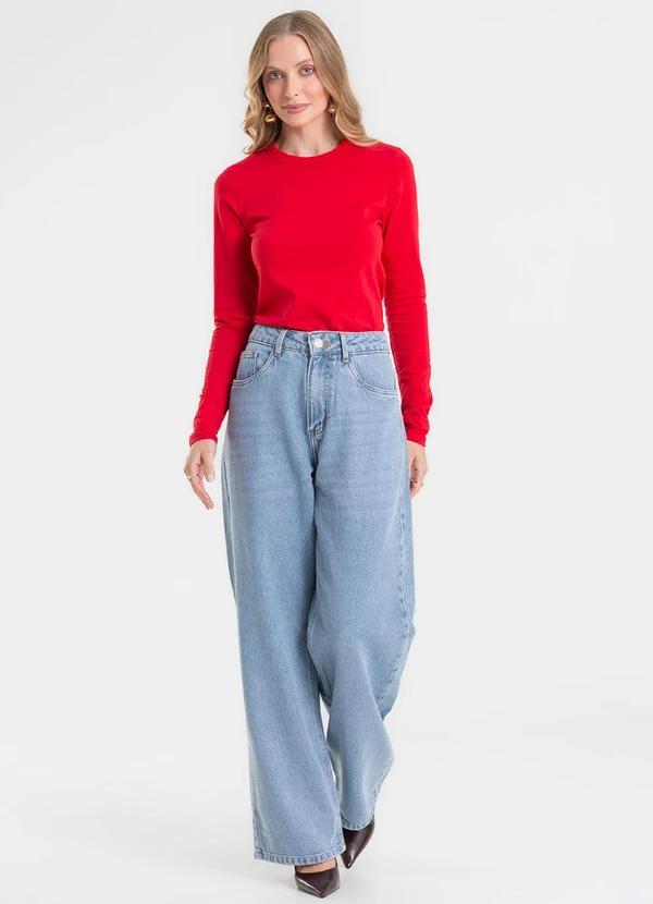 Rovitex - Blusa Manga Longa Cotton Básica Vermelho 3