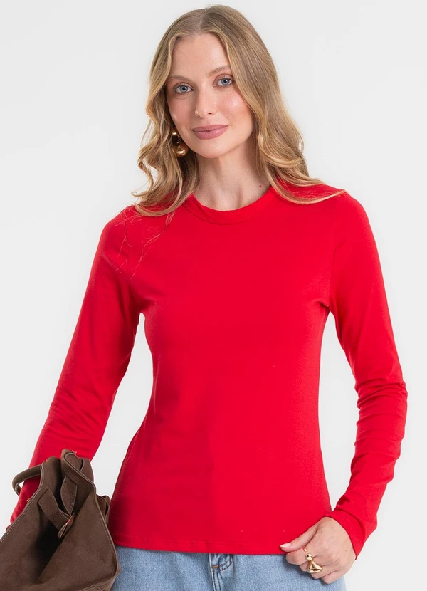 Rovitex - Blusa Manga Longa Cotton Básica Vermelho 4