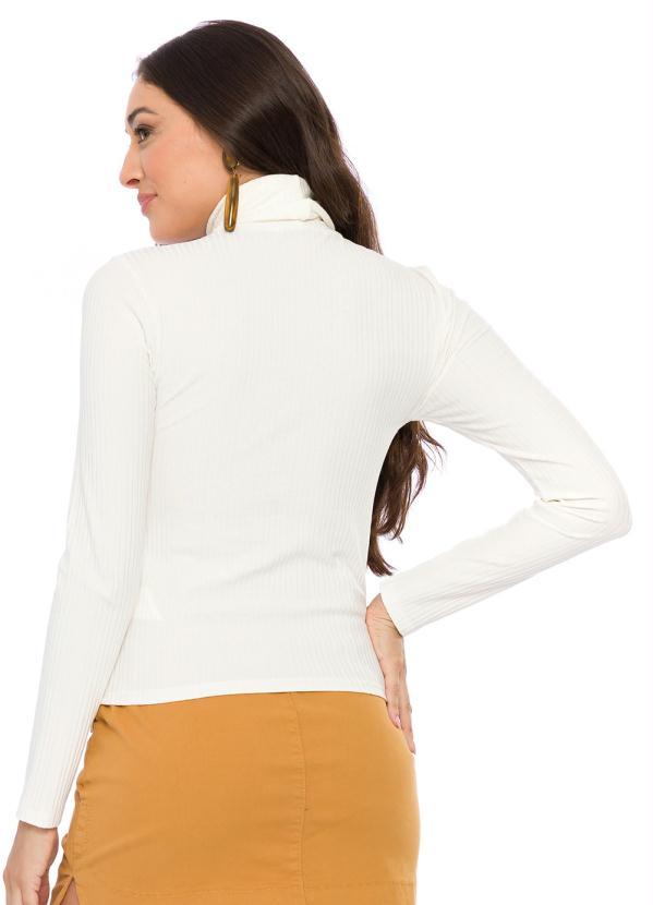 Doce Trama - Blusa Manga Longa de Ribana Canelada Bege 2